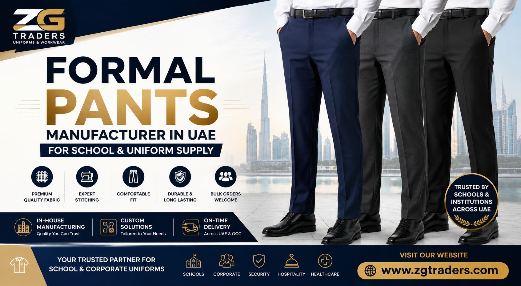 Hotel Front Desk Uniform Pants | ZG Traders