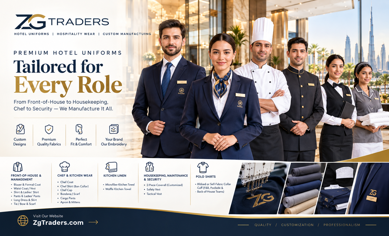 Corporate Hotel Uniforms & Hospitality Workwear | ZG Traders
